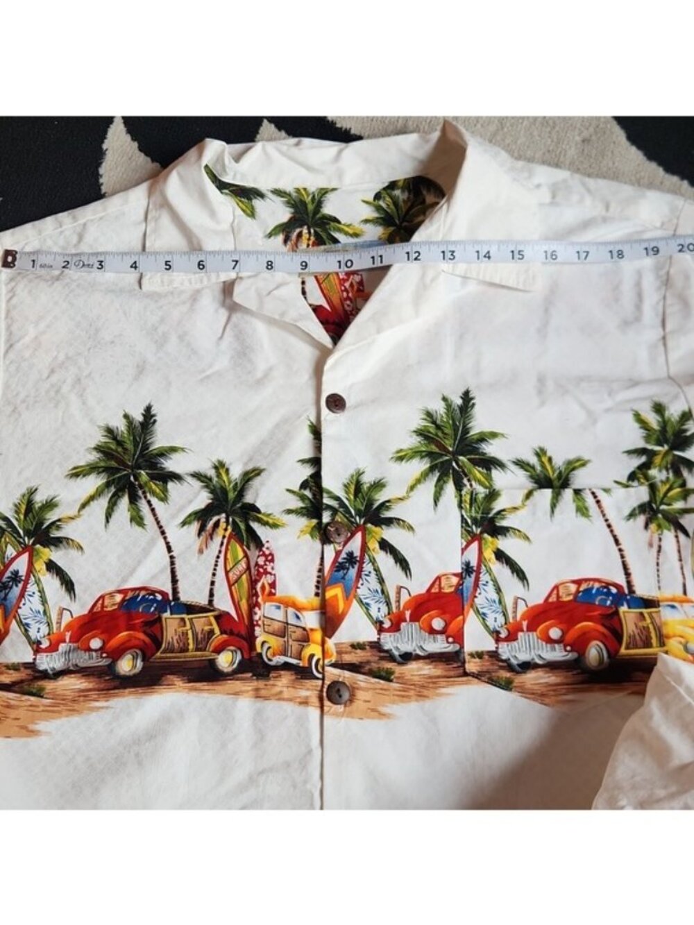 HIGH SURF, Tropical Hawaiian Surfing Palm Trees, Print Men's Vacation Shirt 2X - Picture 8 of 8